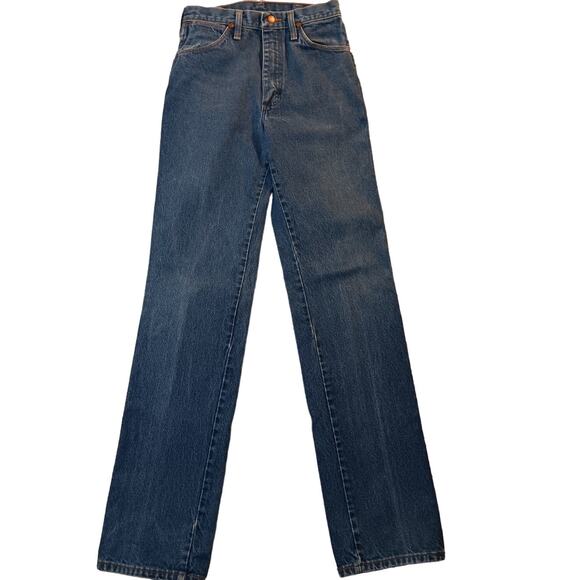 Wrangler Other - Vtg Wrangler Cowboy Cut Jeans 27X34 Blue Western Leather Patch USA Made